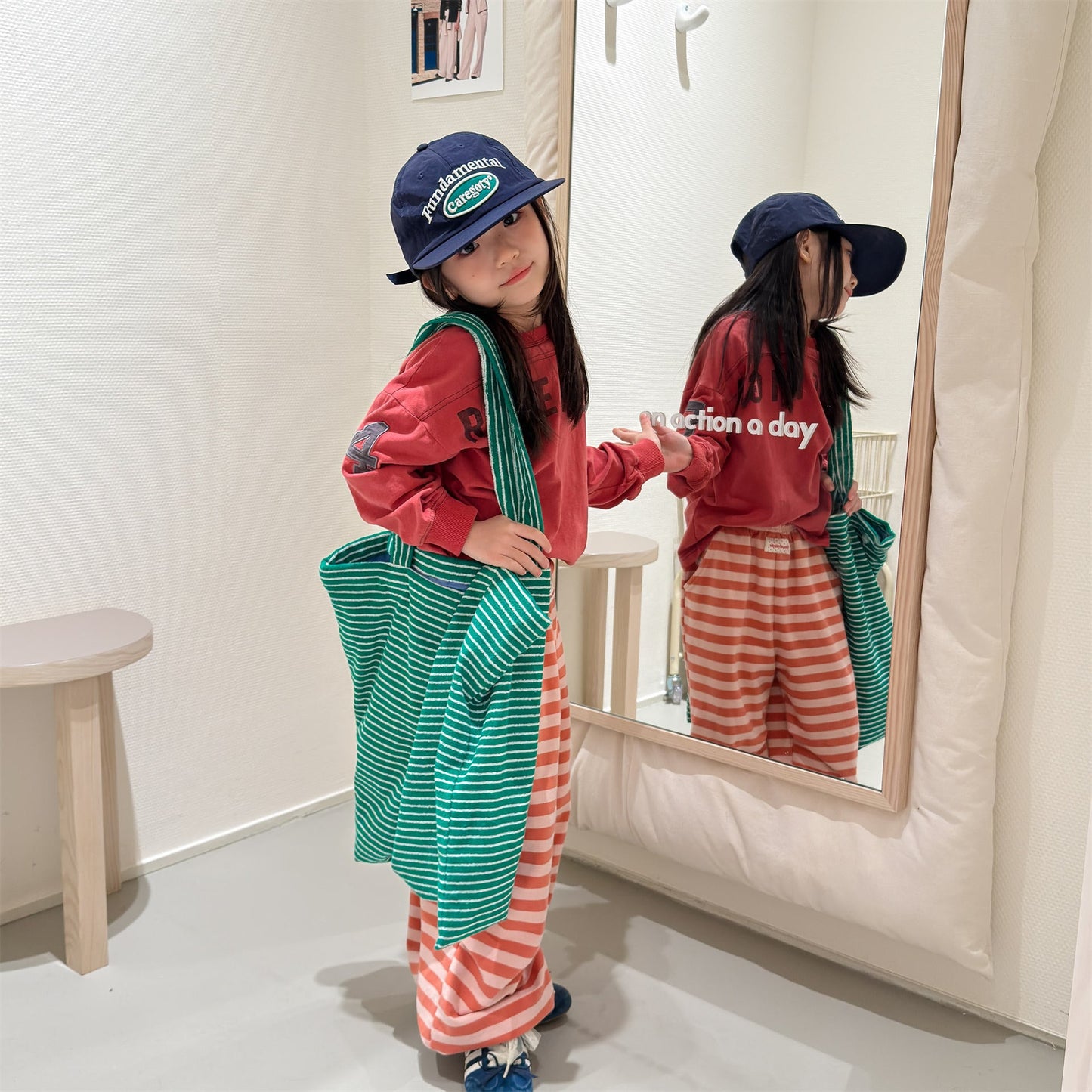Striped Cotton Sweatpants ボーダー スウェットパンツ【mh0012444】 ADbaby ロングパンツ・スウェットパンツ