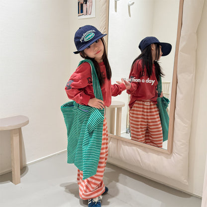 Striped Cotton Sweatpants ボーダー スウェットパンツ【mh0012444】 ADbaby ロングパンツ・スウェットパンツ