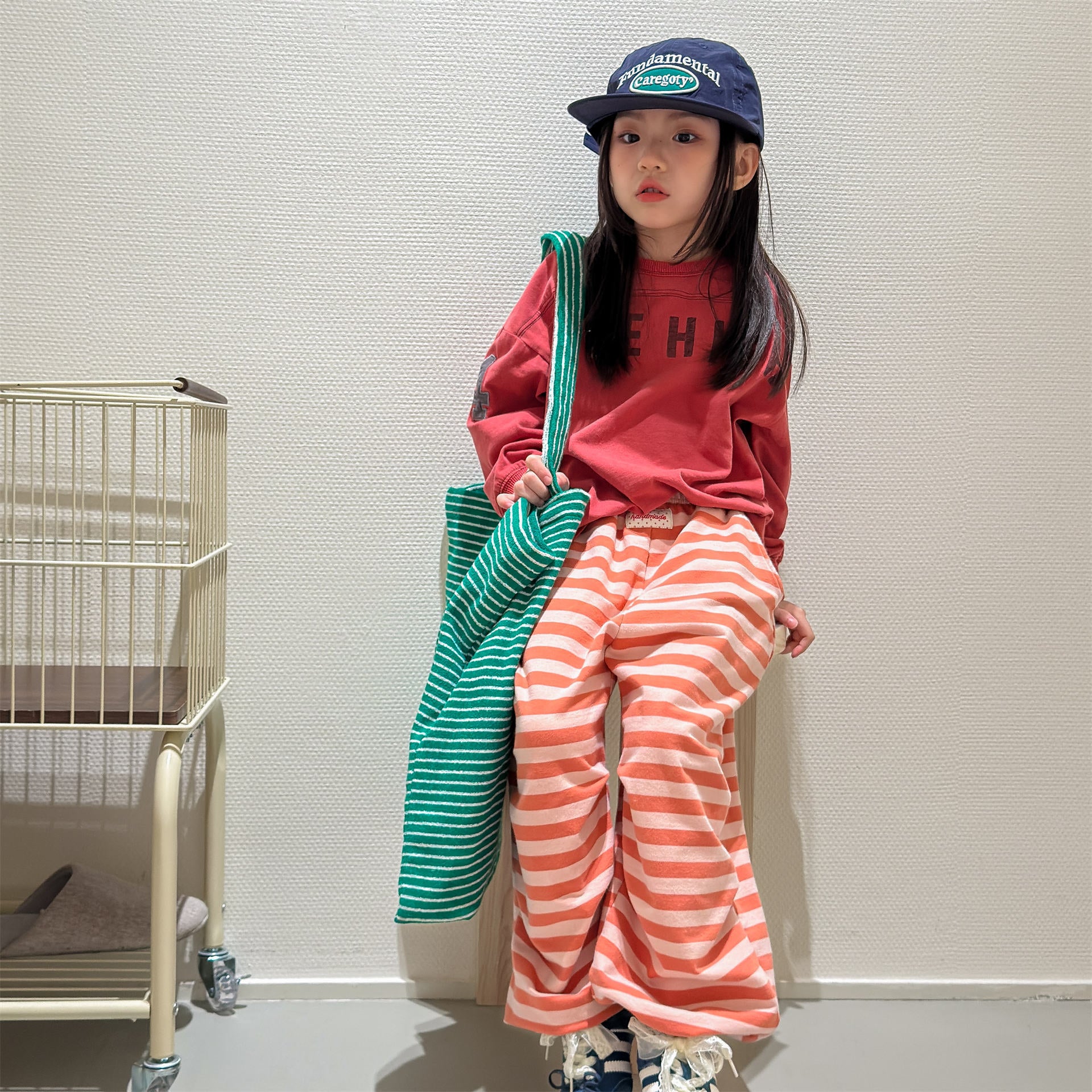 Striped Cotton Sweatpants ボーダー スウェットパンツ【mh0012444】 ADbaby ロングパンツ・スウェットパンツ