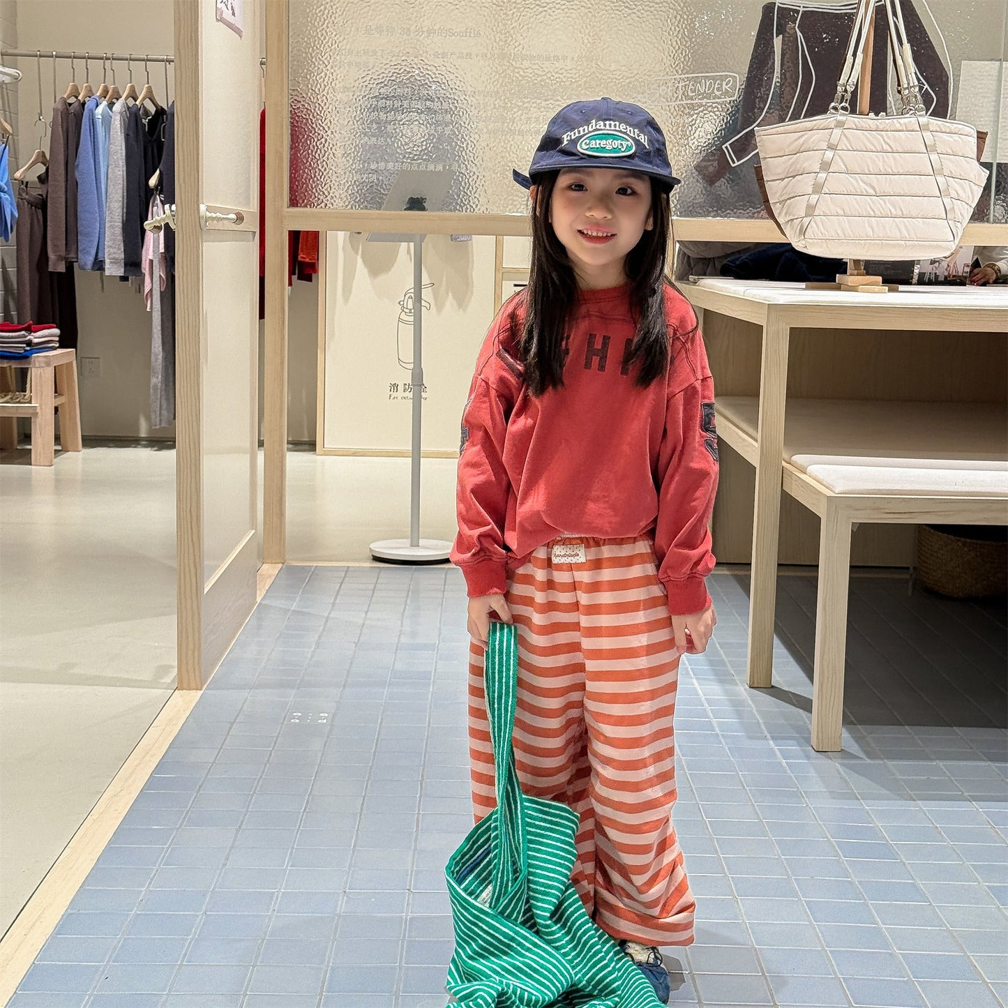 Striped Cotton Sweatpants ボーダー スウェットパンツ【mh0012444】 ADbaby ロングパンツ・スウェットパンツ