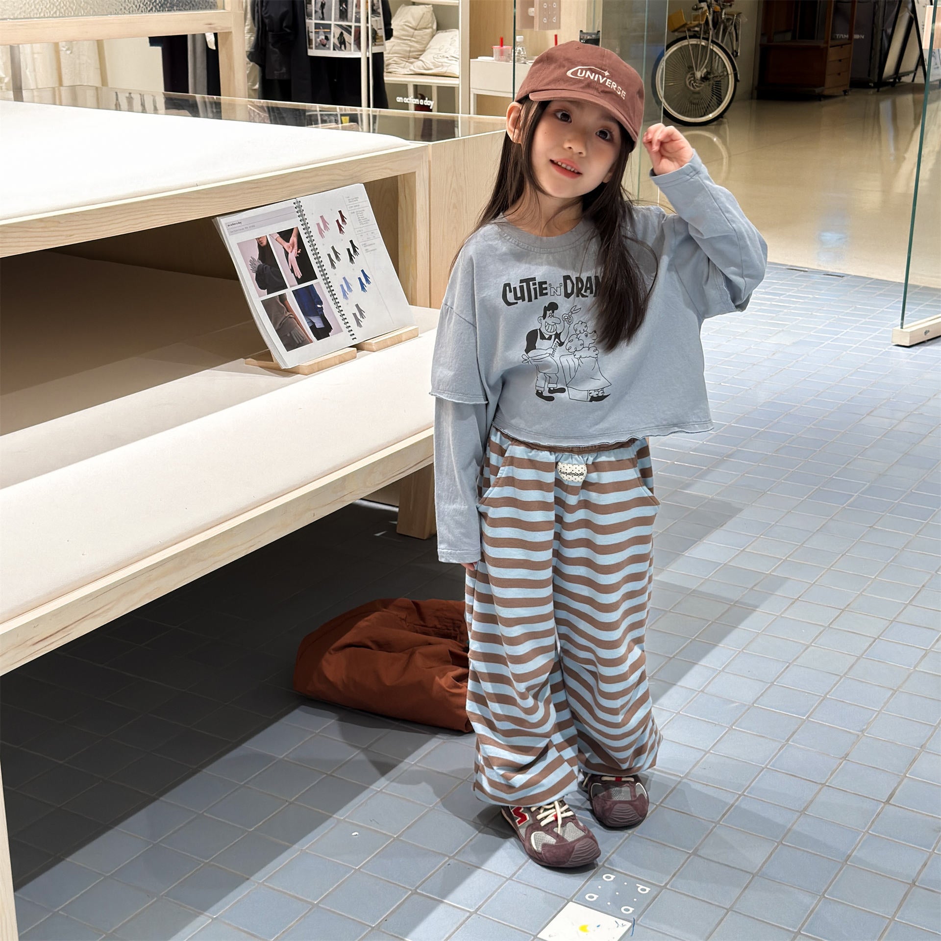 Striped Cotton Sweatpants ボーダー スウェットパンツ【mh0012444】 ADbaby ロングパンツ・スウェットパンツ