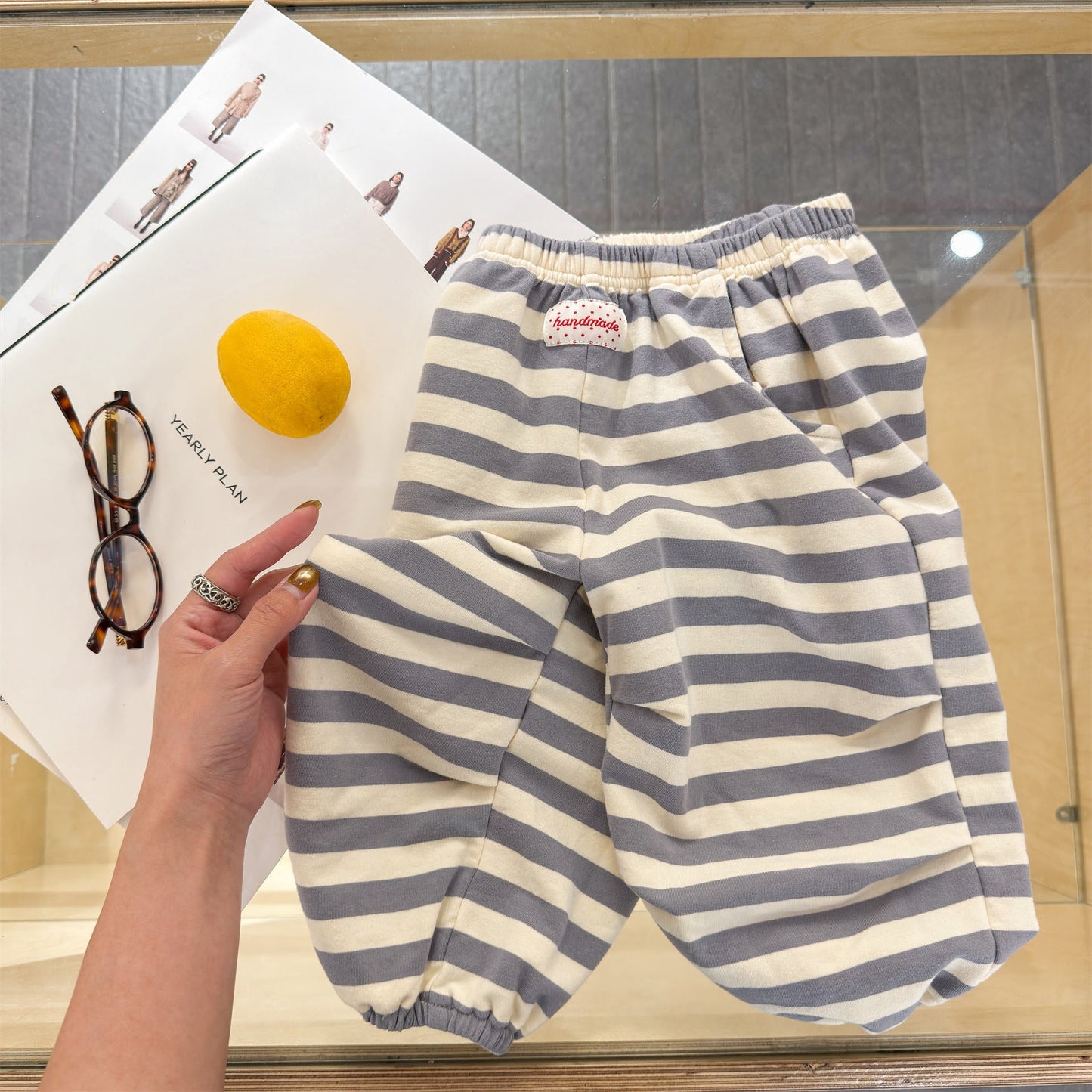 Striped Cotton Sweatpants ボーダー スウェットパンツ【mh0012444】 Gray / 80cm ADbaby ロングパンツ・スウェットパンツ