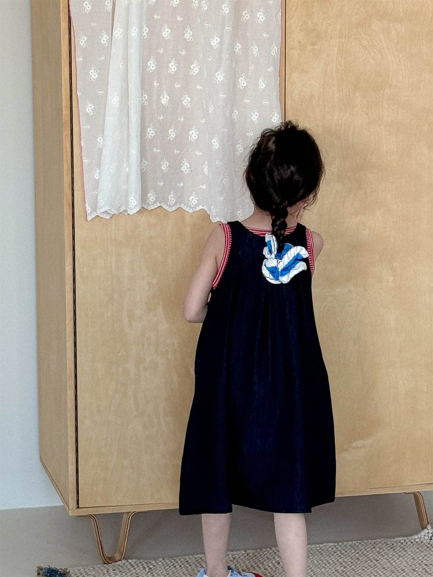 Striped Denim Sleeveless Dress Set ストライプデニム ノースリーブワンピース セット【mh0012284】 Laibaobao