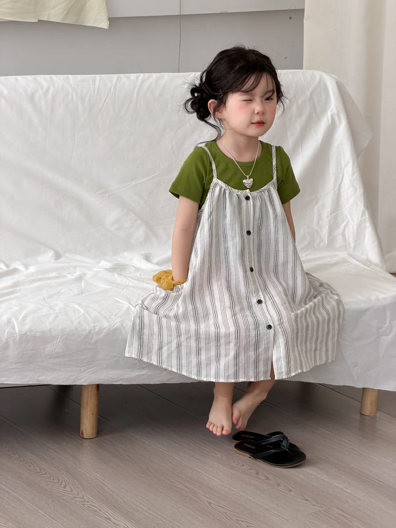 Striped Dress & Back Design Tee ストライプ ワンピース バックシャン Tシャツ【mh0012763】 MaiTianJi 半袖セットアップ