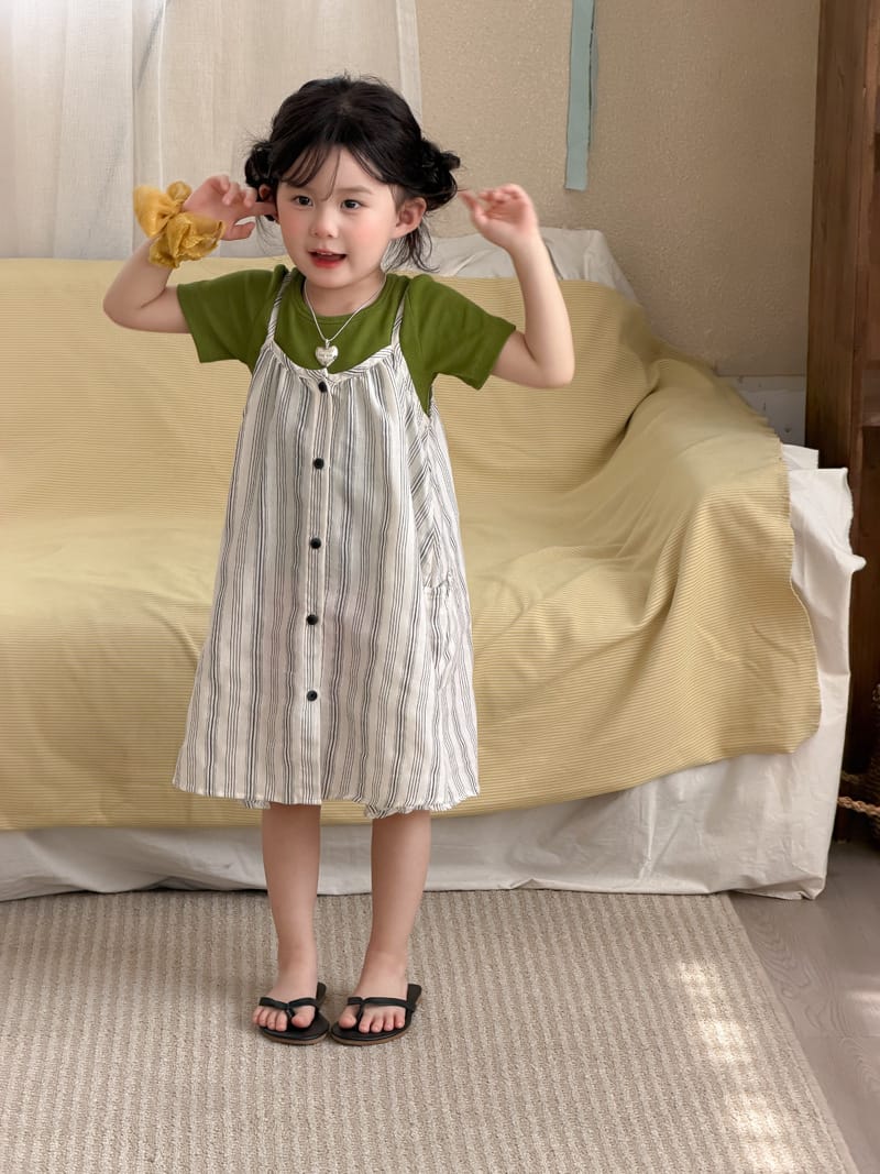 Striped Dress & Back Design Tee ストライプ ワンピース バックシャン Tシャツ【mh0012763】 MaiTianJi 半袖セットアップ