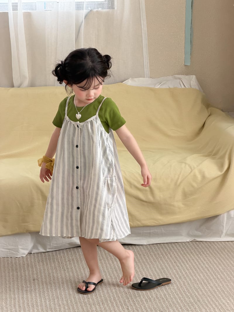Striped Dress & Back Design Tee ストライプ ワンピース バックシャン Tシャツ【mh0012763】 MaiTianJi 半袖セットアップ