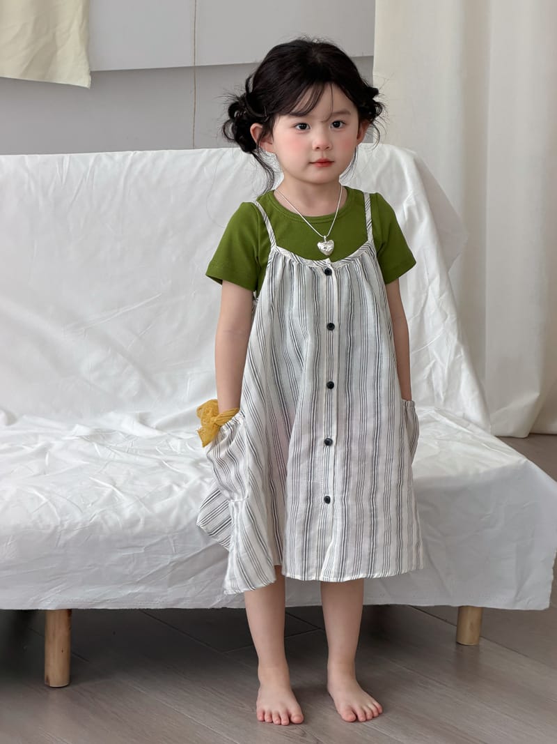 Striped Dress & Back Design Tee ストライプ ワンピース バックシャン Tシャツ【mh0012763】 MaiTianJi 半袖セットアップ