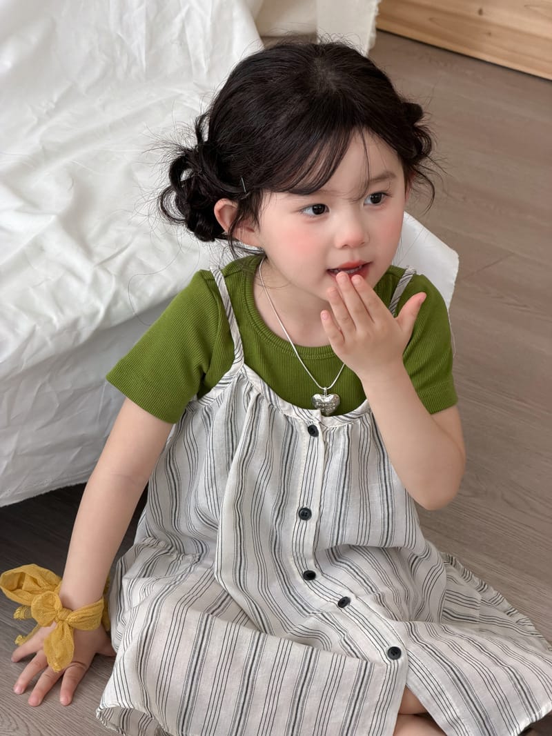 Striped Dress & Back Design Tee ストライプ ワンピース バックシャン Tシャツ【mh0012763】 MaiTianJi 半袖セットアップ
