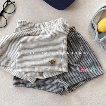 Striped Elastic Waist Shorts ボーダー ショートパンツ【mh0013446】 ADbaby ハーフパンツ・ショートパンツ