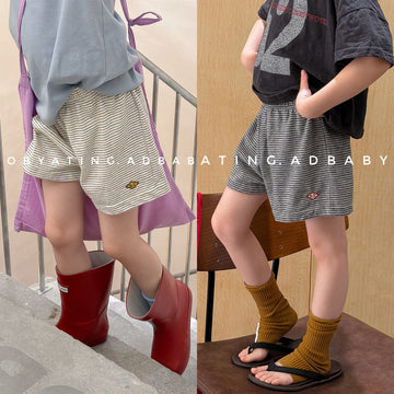 Striped Elastic Waist Shorts ボーダー ショートパンツ【mh0013446】 ADbaby ハーフパンツ・ショートパンツ
