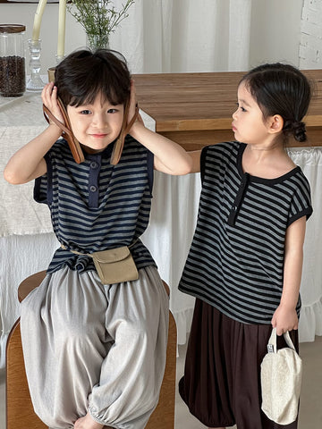 Striped Forest Tank Top ボーダー ノースリーブTシャツ【mh0013461】 Jiaye Kids タンクトップ・キャミソール・ノースリーブトップス