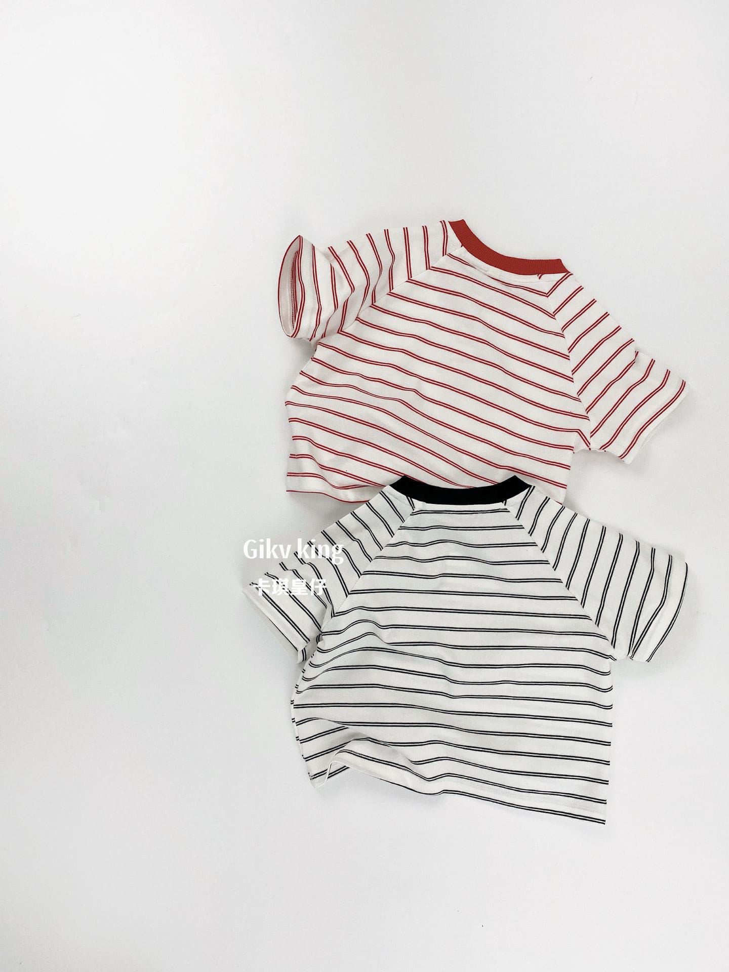 Striped Henley Neck Raglan Tee ボーダー 半袖Tシャツ【mh0013481】 Gikv king 半袖Tシャツ