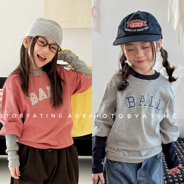 Striped Logo Printed Sweatshirt ボーダー ロゴ スウェットシャツ【mh0012446】 ADbaby 長袖Tシャツ