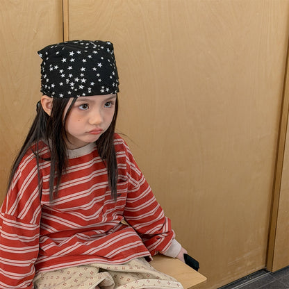 Striped Long Sleeve Cotton T-shirt ボーダー柄 ポケット付き 長袖 Tシャツ【mh0012449】 ADbaby 長袖Tシャツ