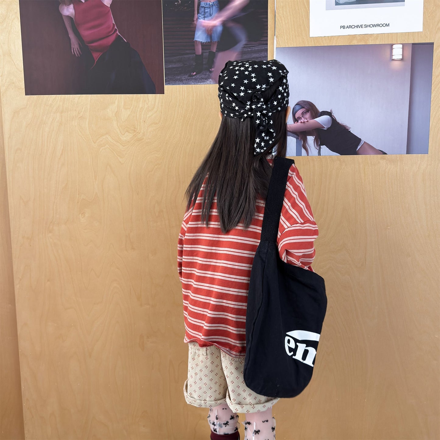 Striped Long Sleeve Cotton T-shirt ボーダー柄 ポケット付き 長袖 Tシャツ【mh0012449】 ADbaby 長袖Tシャツ