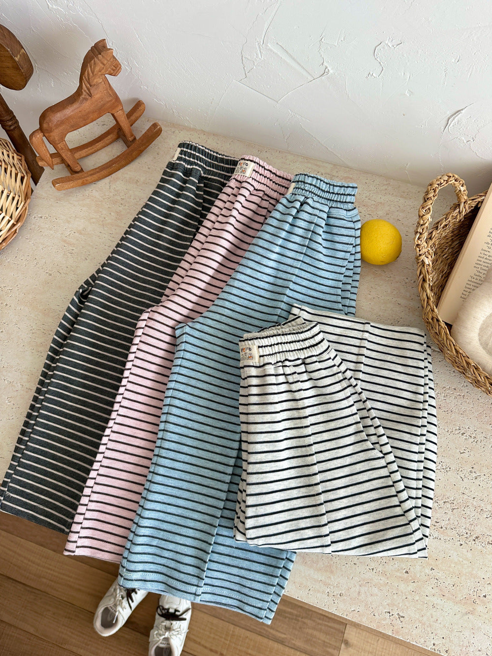 Striped Loose Straight Pants ボーダー ワイドパンツ【mh0012362】 KUMAI.KIDS