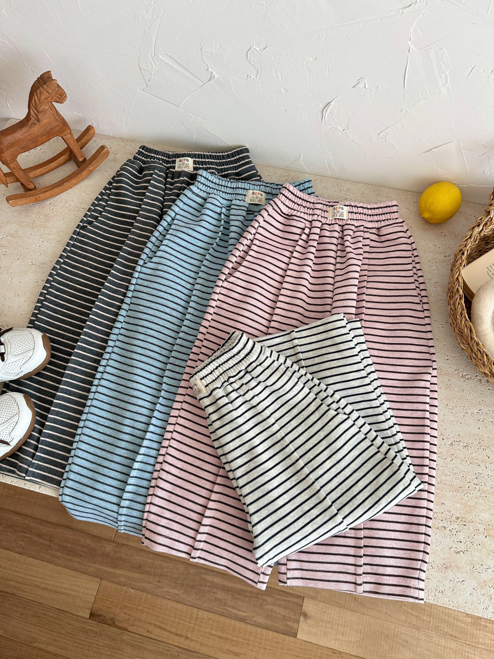 Striped Loose Straight Pants ボーダー ワイドパンツ【mh0012362】 KUMAI.KIDS