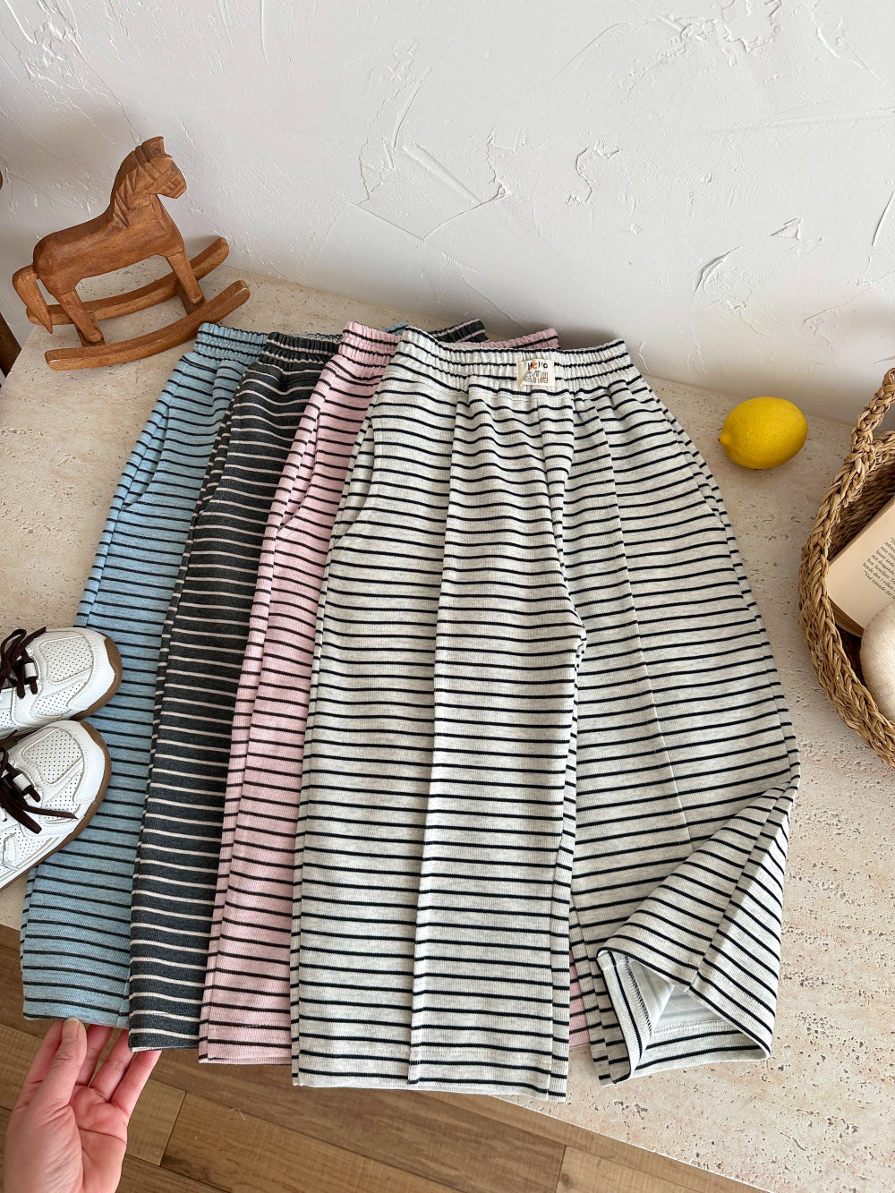 Striped Loose Straight Pants ボーダー ワイドパンツ【mh0012362】 KUMAI.KIDS