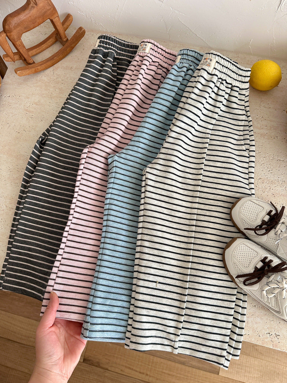 Striped Loose Straight Pants ボーダー ワイドパンツ【mh0012362】 KUMAI.KIDS