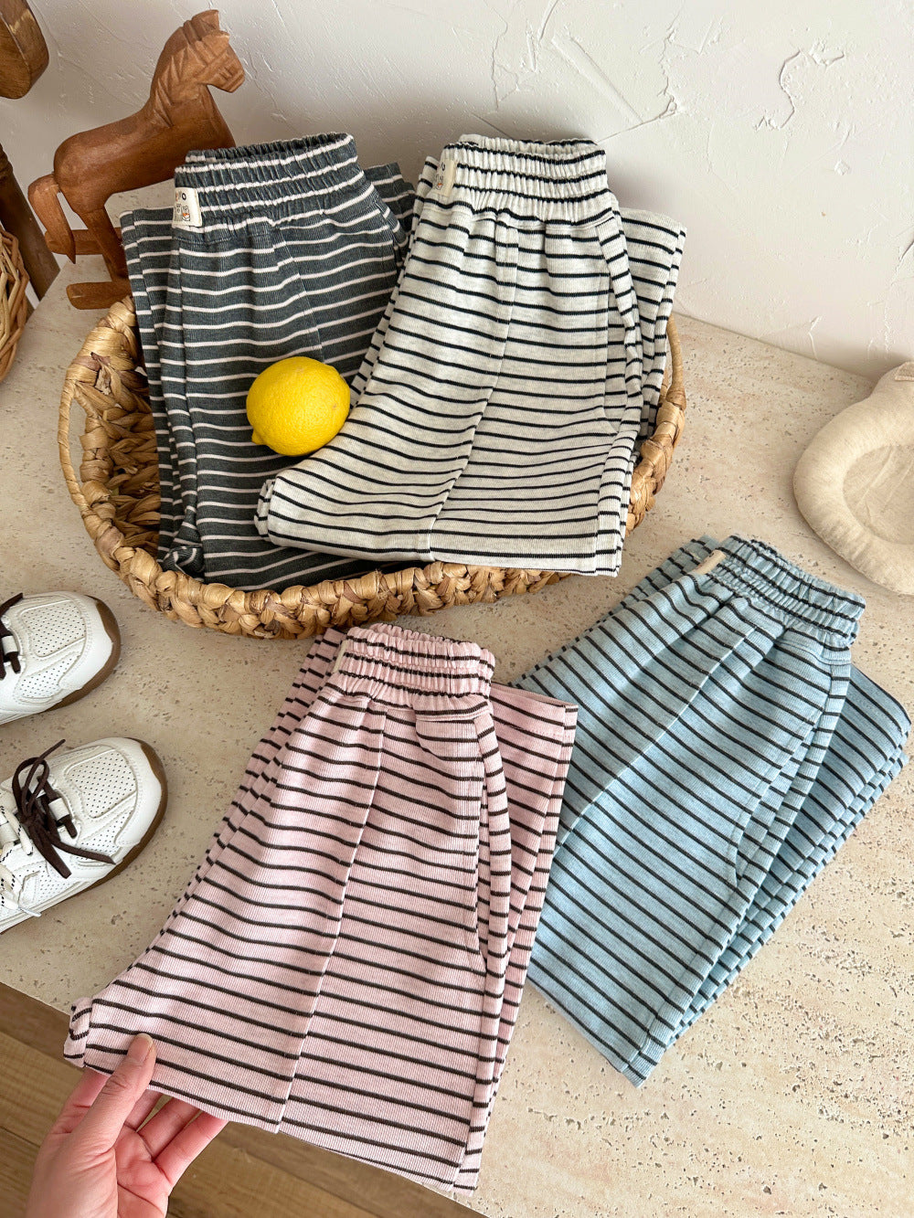 Striped Loose Straight Pants ボーダー ワイドパンツ【mh0012362】 KUMAI.KIDS