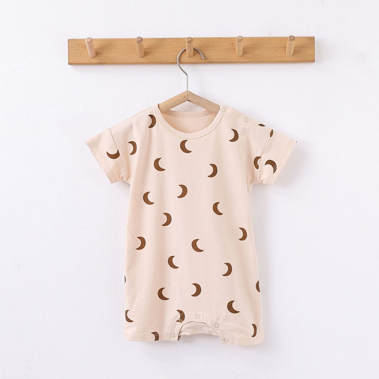 Striped Marine Pattern Romper マリン ロンパース【mh0013603】 Beige Apricot Crescent Moon Jumpsuit / 66cm Beitaoya ノースリーブロンパース