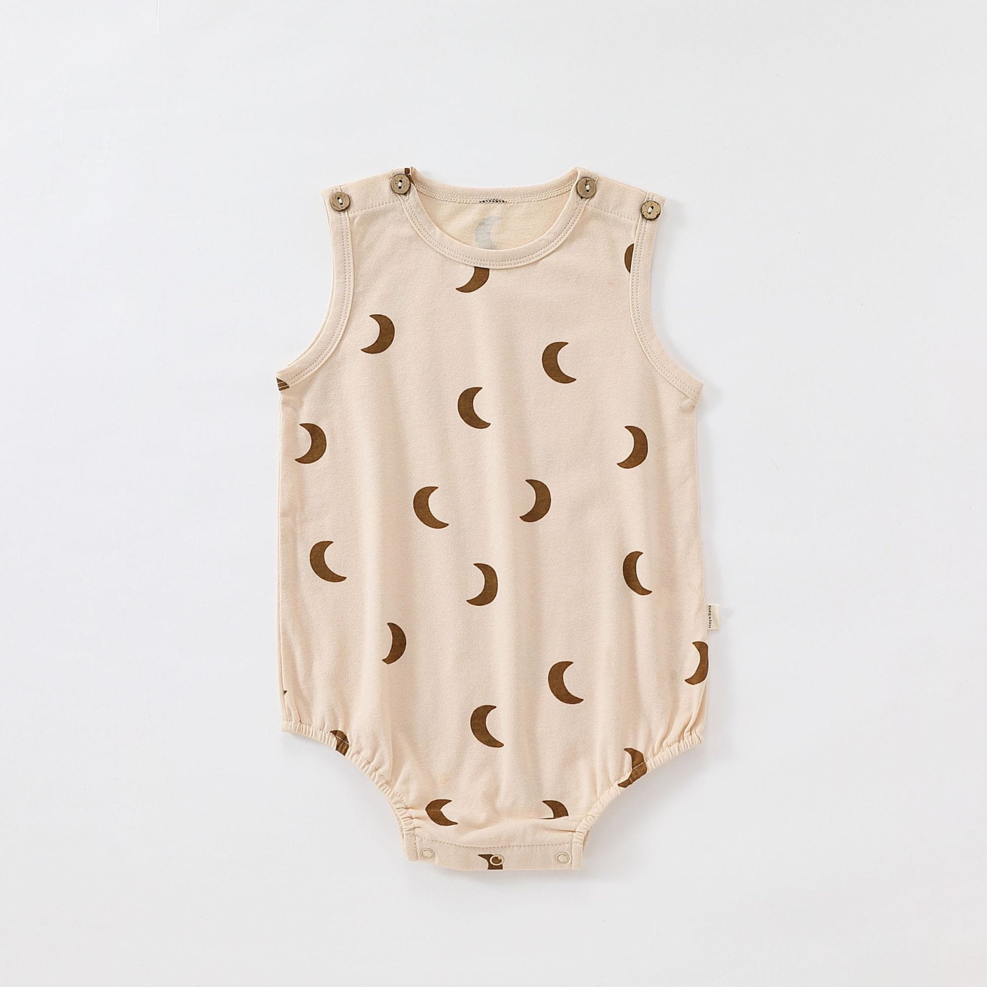 Striped Marine Pattern Romper マリン ロンパース【mh0013603】 Beige Apricot Crescent Moon Vest / 66cm Beitaoya ノースリーブロンパース