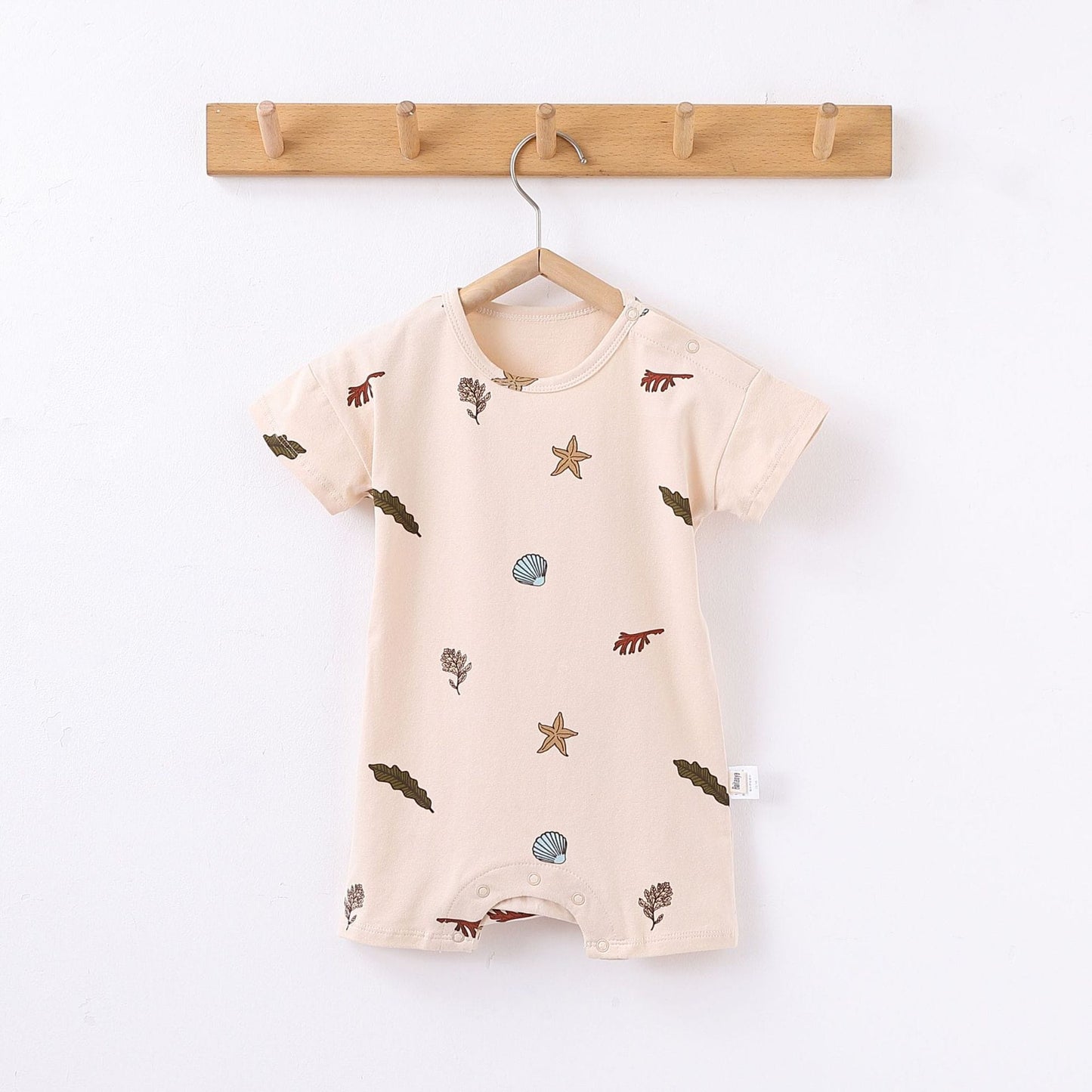 Striped Marine Pattern Romper マリン ロンパース【mh0013603】 Beige Apricot Shell Jumpsuit / 66cm Beitaoya ノースリーブロンパース