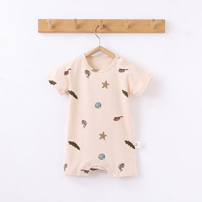 Striped Marine Pattern Romper マリン ロンパース【mh0013603】 Beige Apricot Shell Jumpsuit / 66cm Beitaoya ノースリーブロンパース