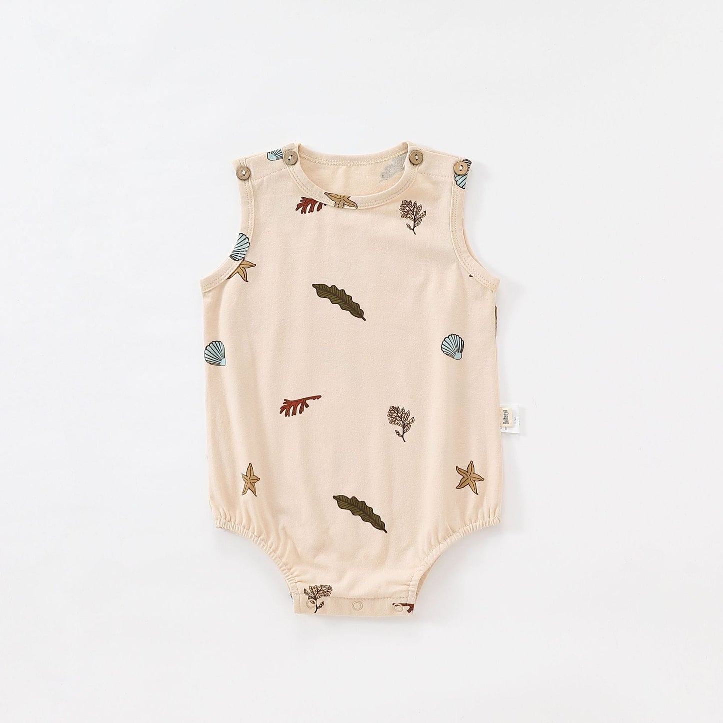 Striped Marine Pattern Romper マリン ロンパース【mh0013603】 Beige Apricot Shell Vest / 66cm Beitaoya ノースリーブロンパース