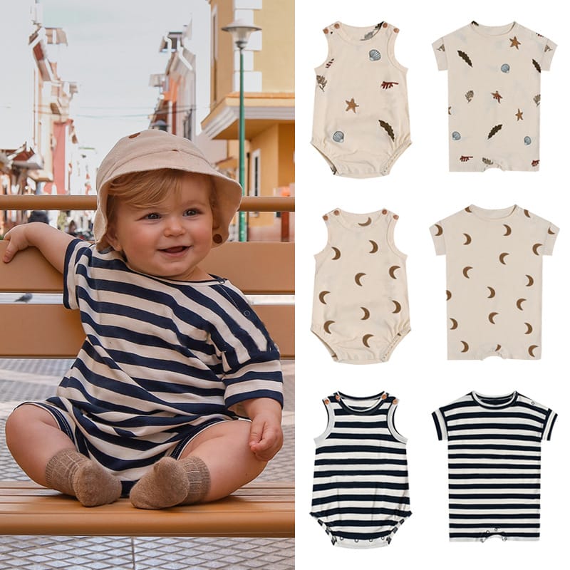 Striped Marine Pattern Romper マリン ロンパース【mh0013603】 Beitaoya ノースリーブロンパース