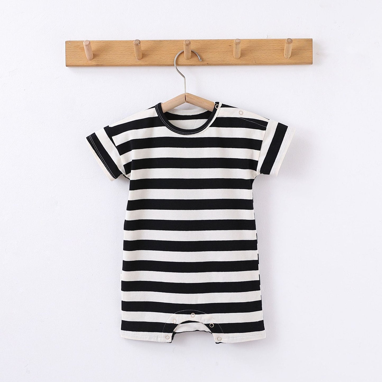 Striped Marine Pattern Romper マリン ロンパース【mh0013603】 Black and White Striped Jumpsuit / 66cm Beitaoya ノースリーブロンパース