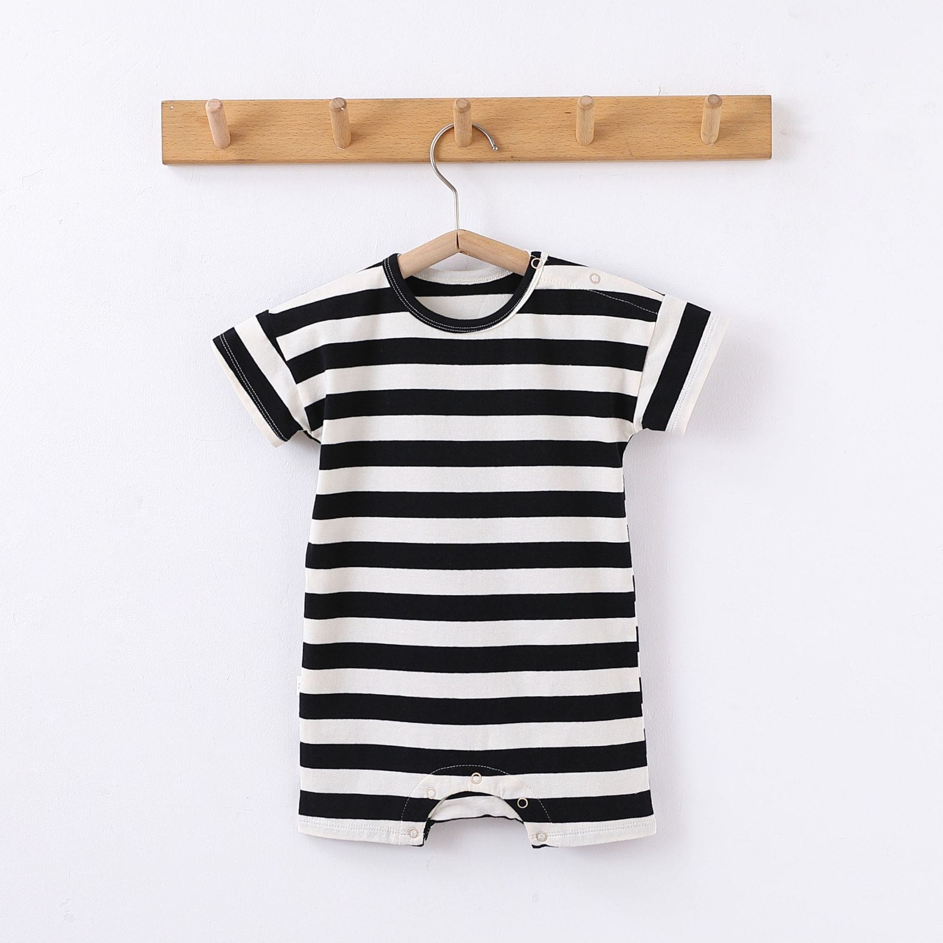 Striped Marine Pattern Romper マリン ロンパース【mh0013603】 Black and White Striped Jumpsuit / 66cm Beitaoya ノースリーブロンパース