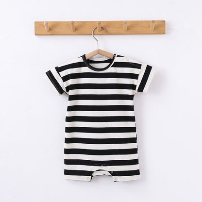 Striped Marine Pattern Romper マリン ロンパース【mh0013603】 Black and White Striped Jumpsuit / 66cm Beitaoya ノースリーブロンパース