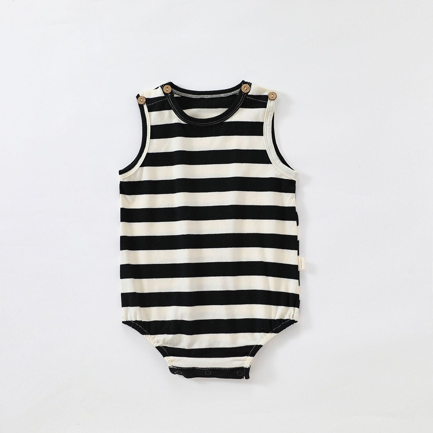 Striped Marine Pattern Romper マリン ロンパース【mh0013603】 Black and White Striped Vest / 66cm Beitaoya ノースリーブロンパース