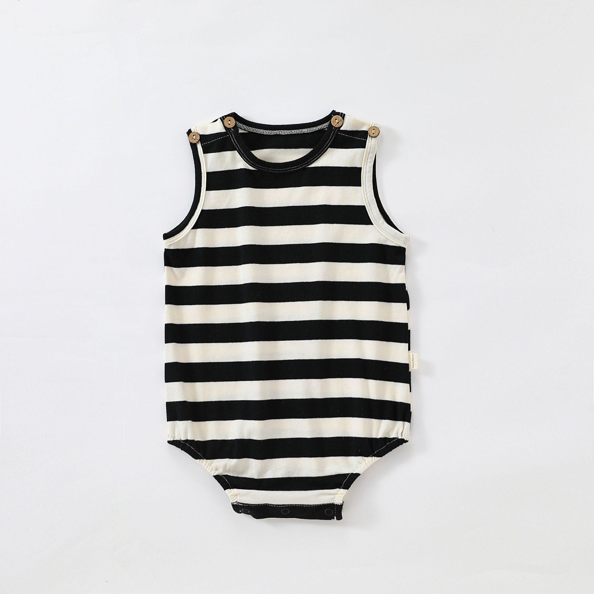 Striped Marine Pattern Romper マリン ロンパース【mh0013603】 Black and White Striped Vest / 66cm Beitaoya ノースリーブロンパース