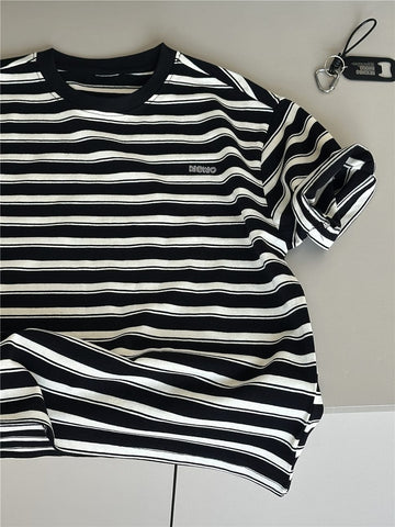 Striped Rhinestone Tee ボーダー 半袖Tシャツ【mh0012973】 snidols 半袖Tシャツ