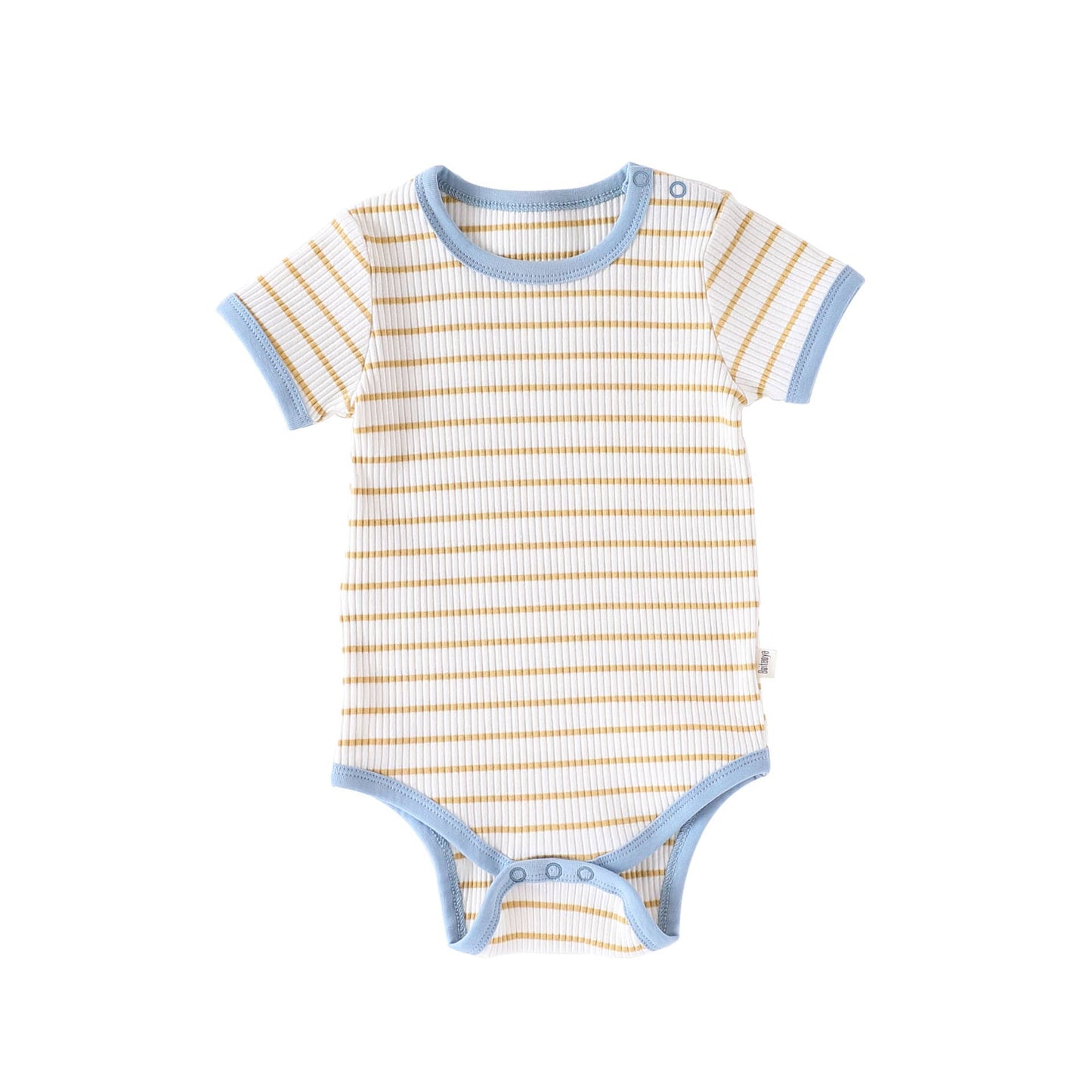 Striped Ribbed Cotton Romper マルチボーダー 半袖ノースリーブロンパース【mh0013597】 Beitaoya 半袖ロンパース
