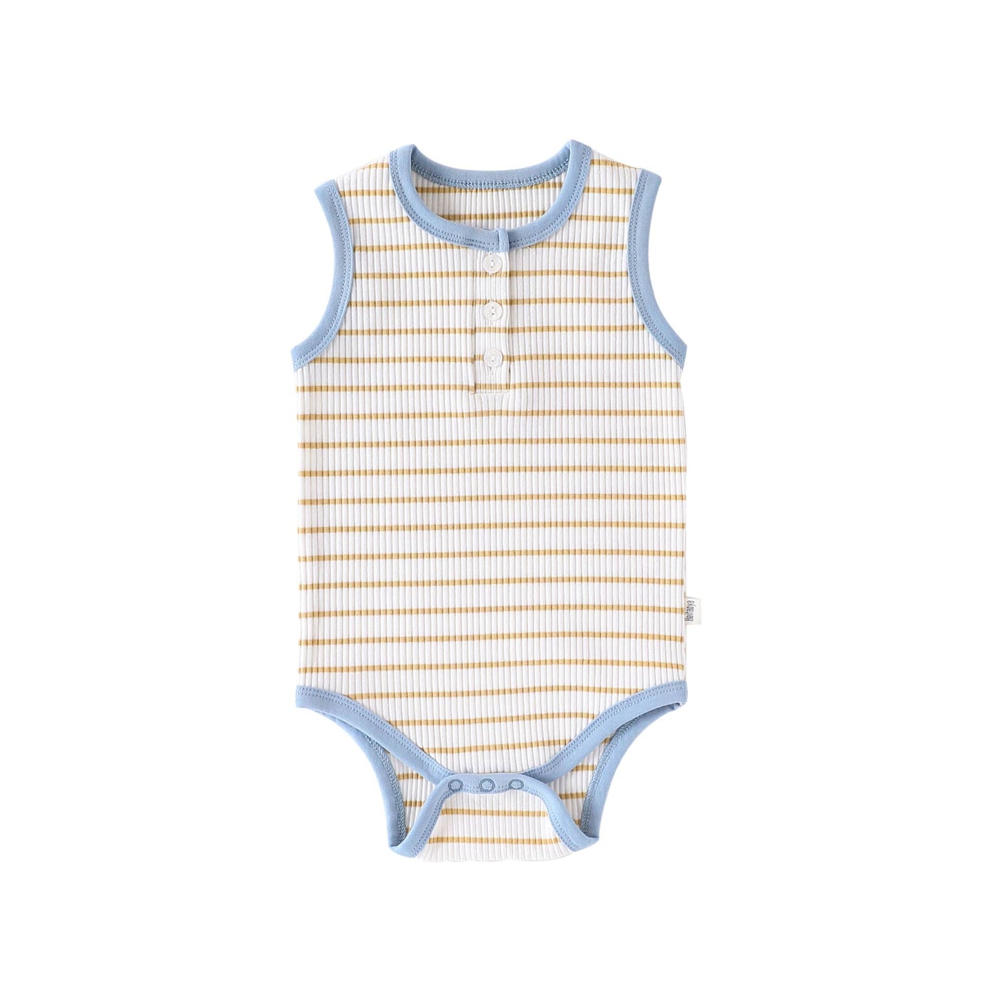 Striped Ribbed Cotton Romper マルチボーダー 半袖ノースリーブロンパース【mh0013597】 Sleeveless Blue / 66cm Beitaoya 半袖ロンパース