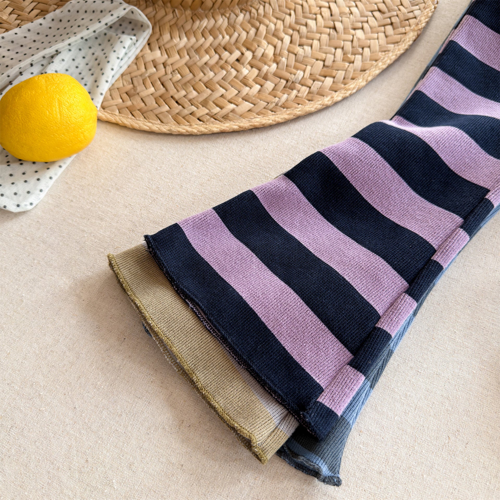 Striped Ribbed Flared Leggings ボーダー リブ フレア レギンス【mh0012436】 ADbaby レギンスパンツ