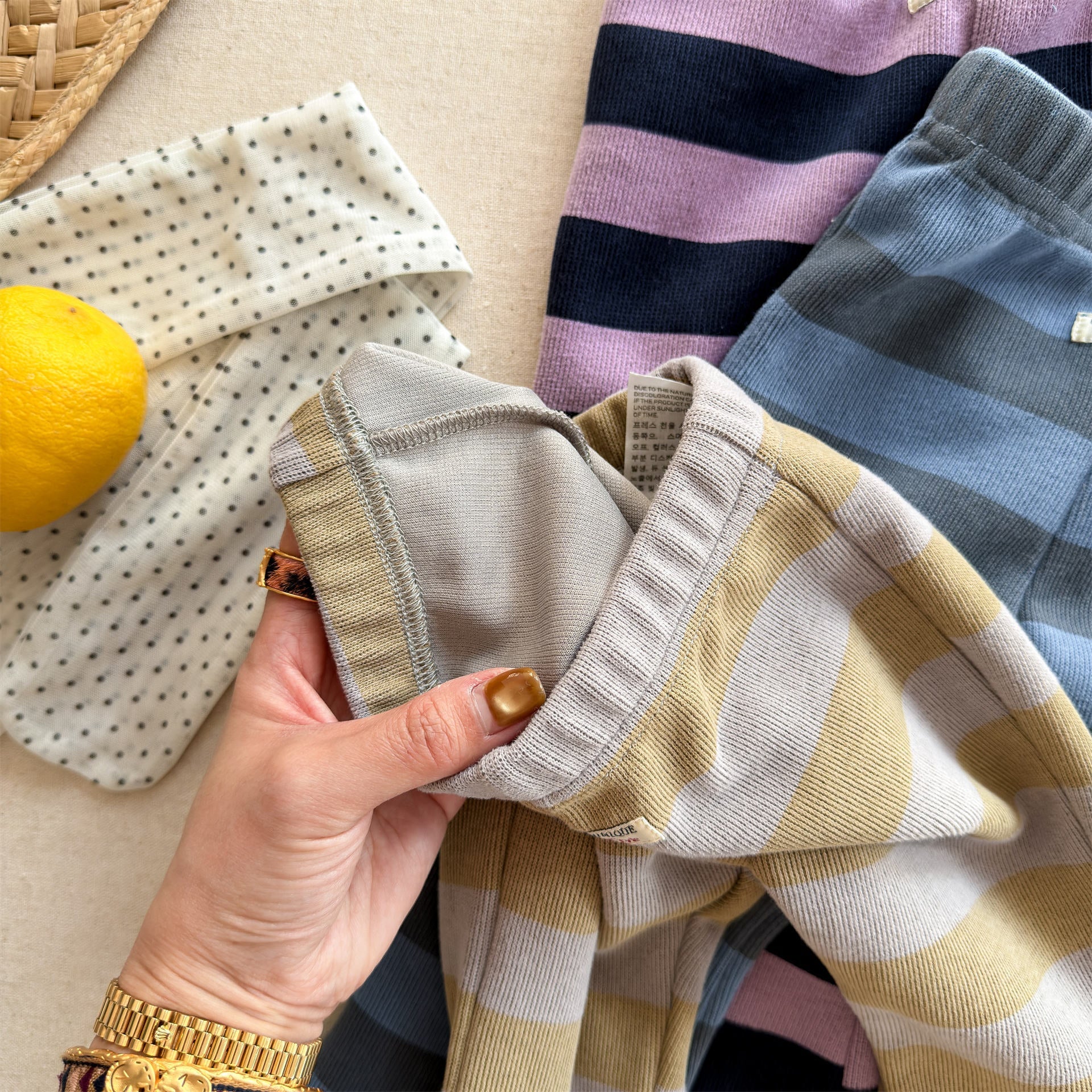 Striped Ribbed Flared Leggings ボーダー リブ フレア レギンス【mh0012436】 ADbaby レギンスパンツ