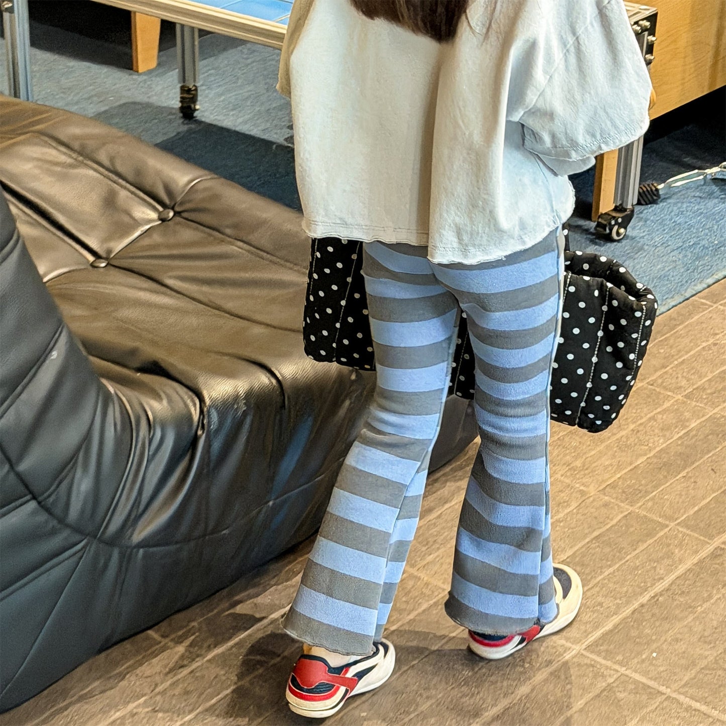 Striped Ribbed Flared Leggings ボーダー リブ フレア レギンス【mh0012436】 ADbaby レギンスパンツ