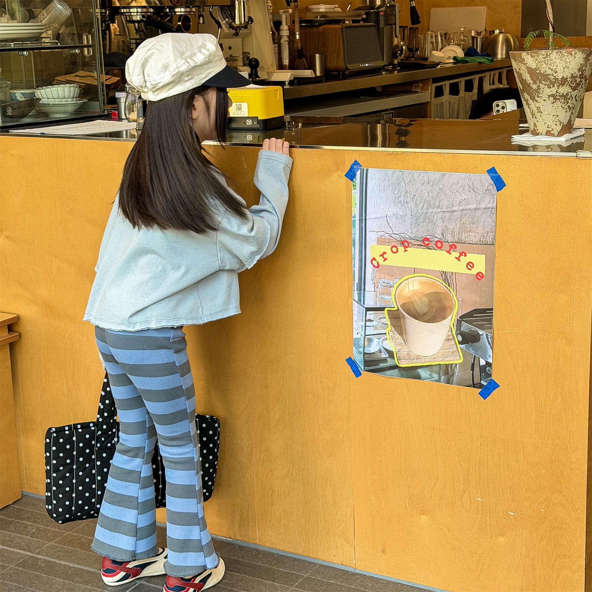 Striped Ribbed Flared Leggings ボーダー リブ フレア レギンス【mh0012436】 ADbaby レギンスパンツ