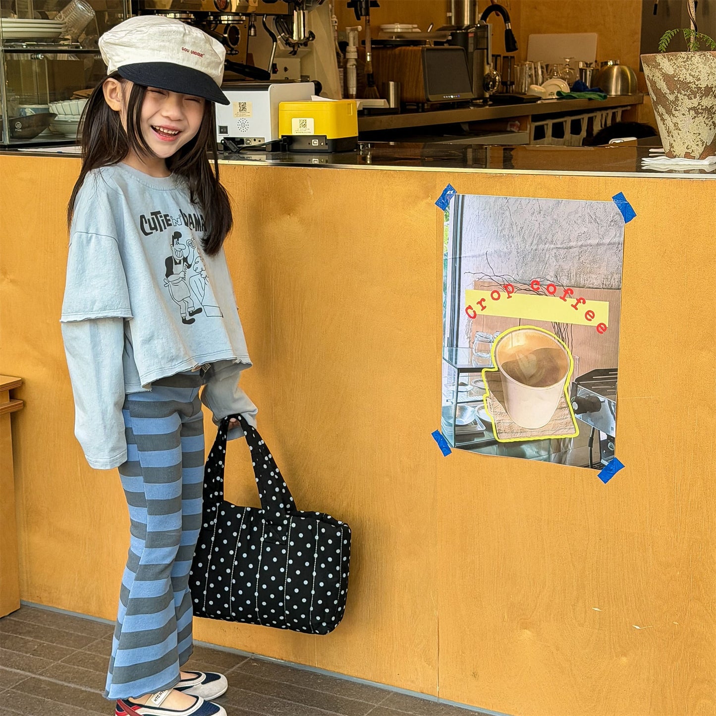 Striped Ribbed Flared Leggings ボーダー リブ フレア レギンス【mh0012436】 ADbaby レギンスパンツ