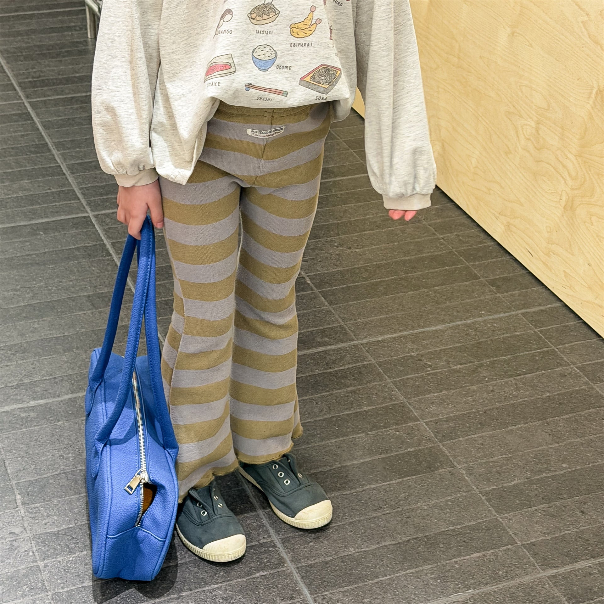 Striped Ribbed Flared Leggings ボーダー リブ フレア レギンス【mh0012436】 ADbaby レギンスパンツ