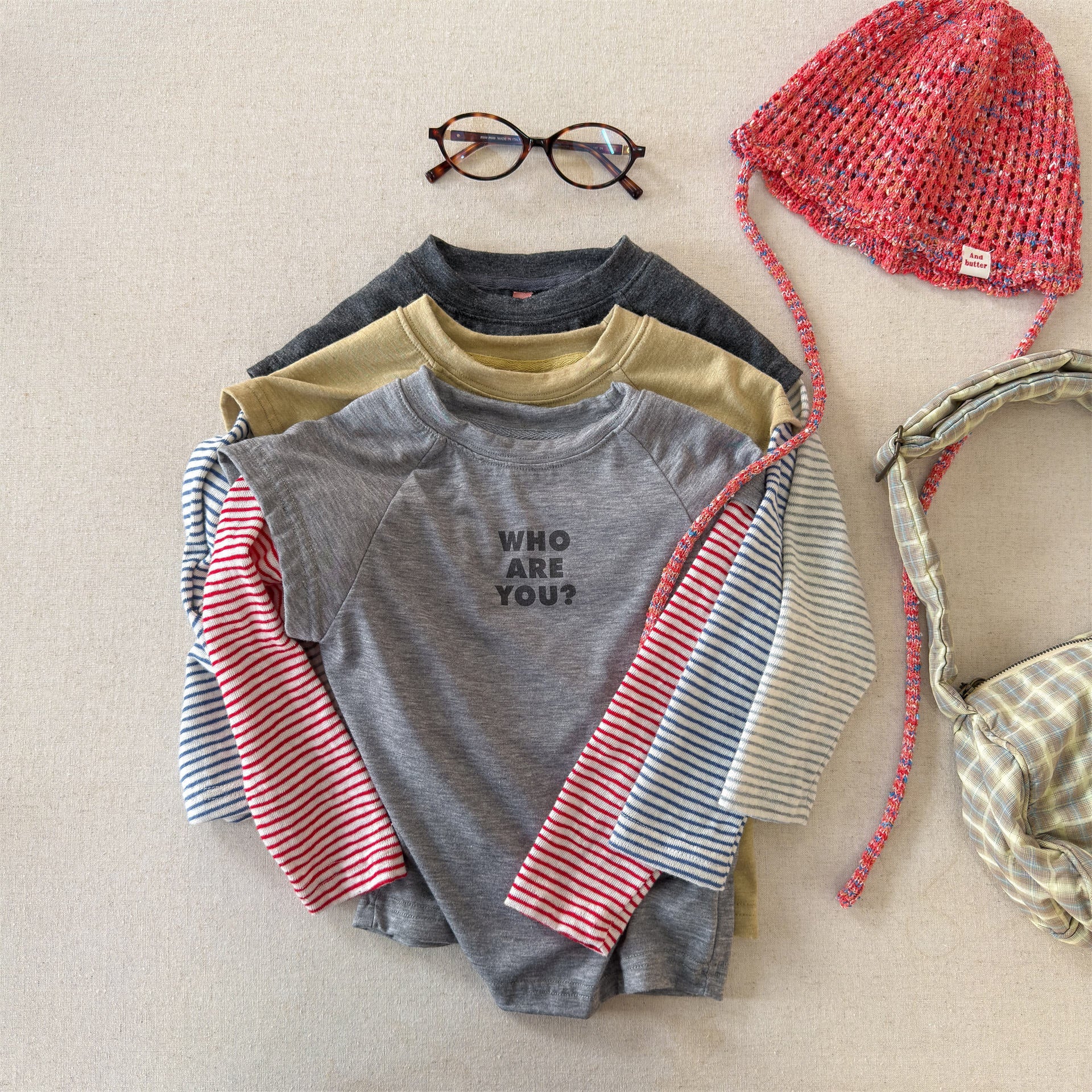 Striped Sleeve Layered Top ボーダー袖 レイヤード 長袖 Tシャツ【mh0012474】 ADbaby 長袖Tシャツ
