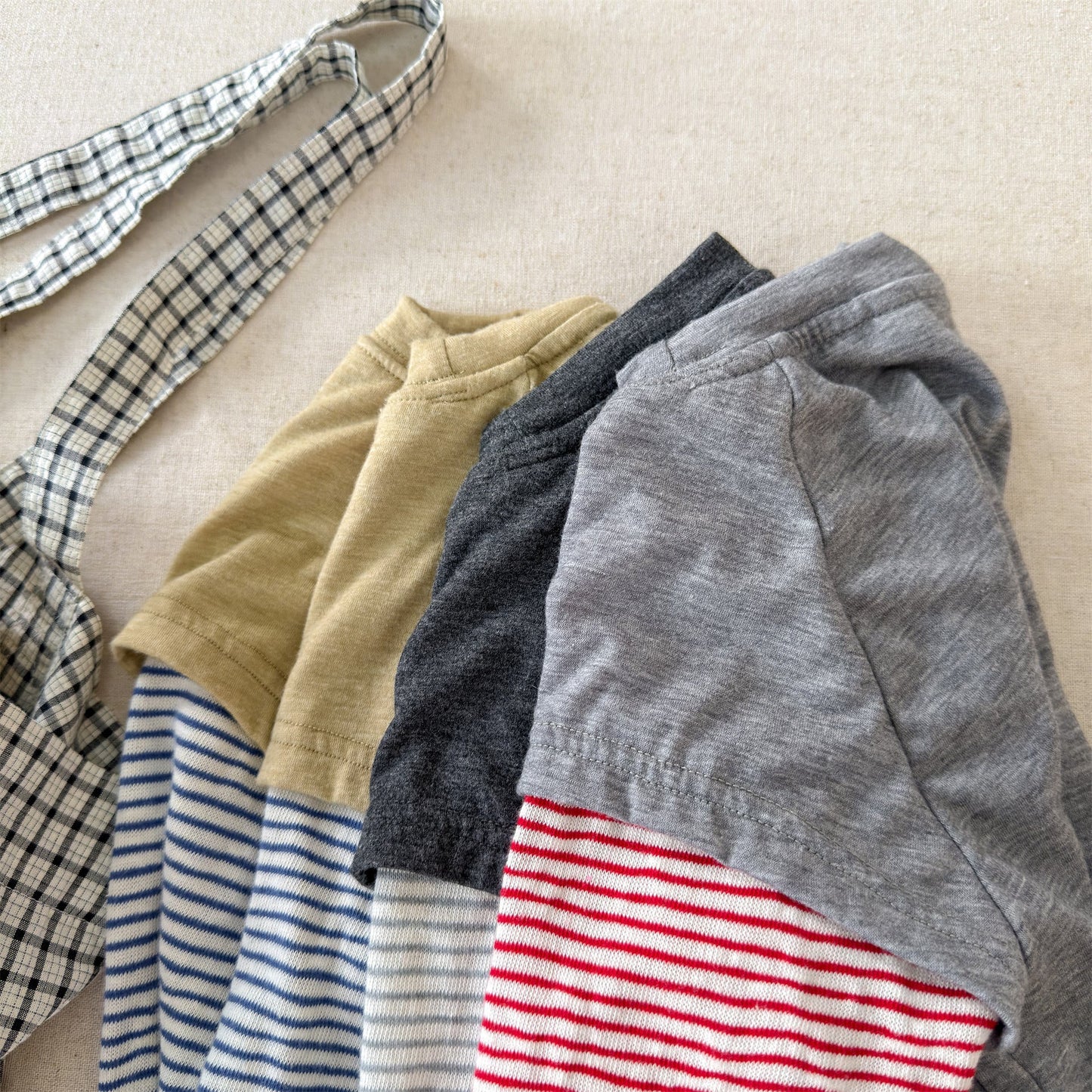 Striped Sleeve Layered Top ボーダー袖 レイヤード 長袖 Tシャツ【mh0012474】 ADbaby 長袖Tシャツ