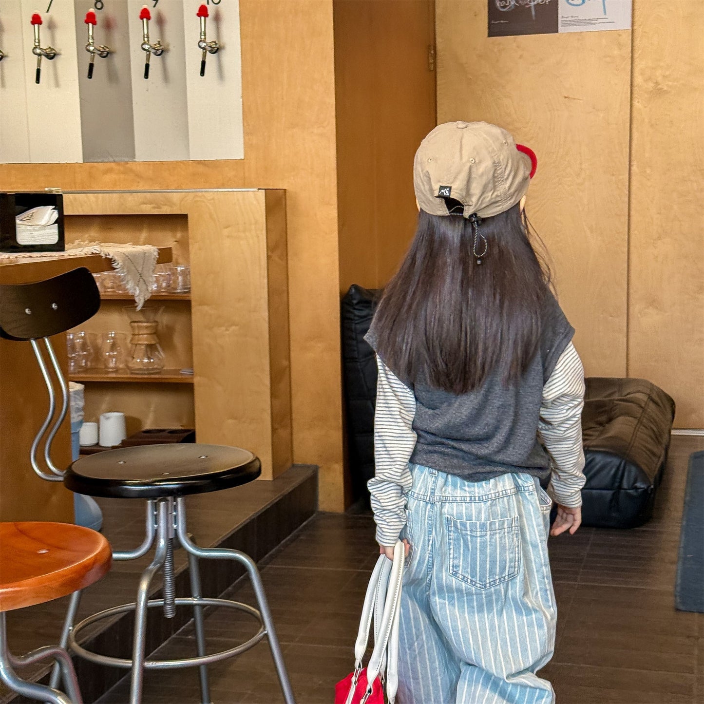 Striped Sleeve Layered Top ボーダー袖 レイヤード 長袖 Tシャツ【mh0012474】 ADbaby 長袖Tシャツ