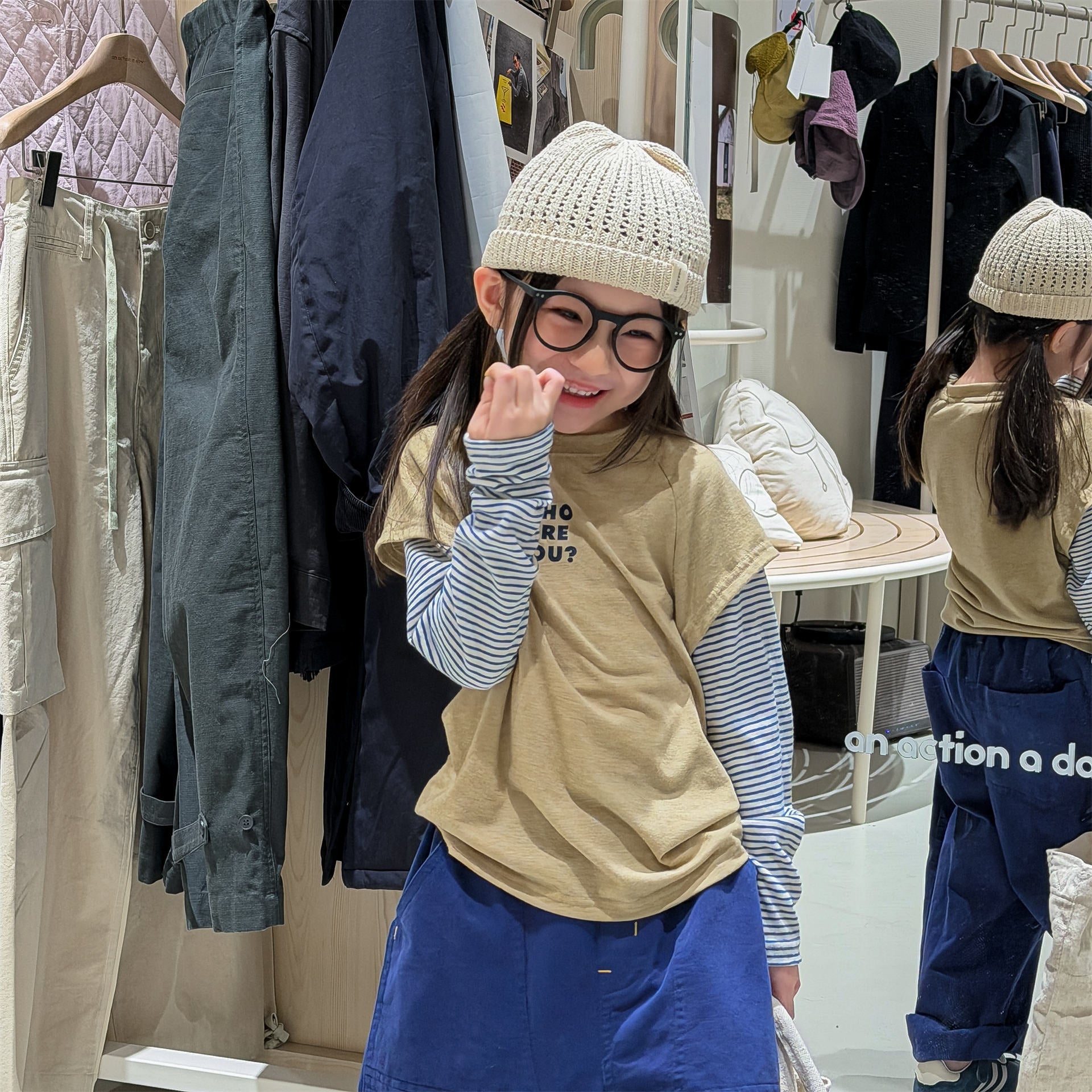 Striped Sleeve Layered Top ボーダー袖 レイヤード 長袖 Tシャツ【mh0012474】 ADbaby 長袖Tシャツ