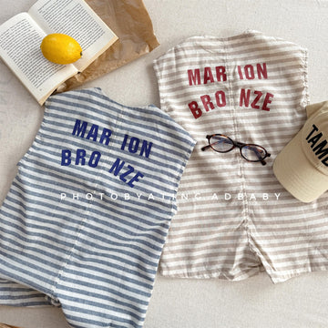 Striped Sleeveless All-in-one ボーダー ノースリーブジャンプスーツ【mh0013219】 ADbaby ノースリーブジャンプスーツ