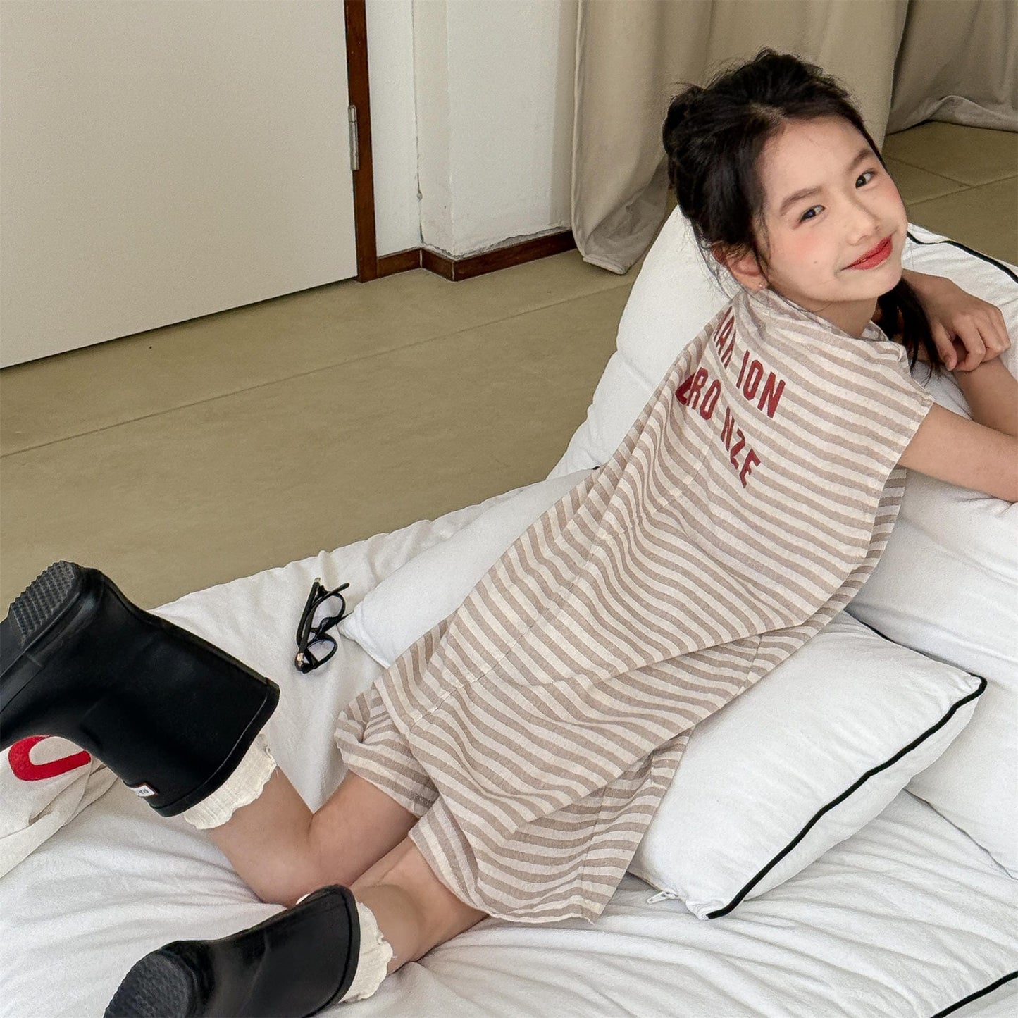 Striped Sleeveless All-in-one ボーダー ノースリーブジャンプスーツ【mh0013219】 ADbaby ノースリーブジャンプスーツ